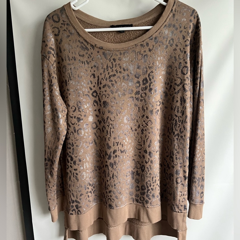 Jane and Delancey Brown Leopard Print Sweater